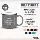 DISCOUNT PROMOS Custom Ceramic Campfire Coffee Mugs 13 oz. Set of 10, Personalized Bulk Pack - Perfect for Tea, Espresso, Cappuccino, Hot Cocoa - Grey by TinyTreasures Baby Boutique