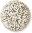 Casafield Round Pouf Ottoman, Natural - 20" Diameter x 14.5" High Cotton Knit Foot Stool - Boho Floor Pouffe for Living Room, Bedroom, Home Office by CozyNest Decor