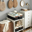 DECOMOMO Narrow Storage Bins Small Baskets for Organizing Bathroom, Toilet Tank, Towel Storage, Entryway, Gifts (Black and White - Set of 4) by CozyNest Decor