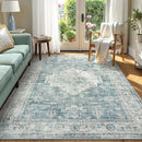 LIVEBOX Washable Area Rug 5x7 Rugs for Living Room Bedroom, Non-Slip Boho Indoor Carpet for Dining Room Office, Low-Pile Farmhouse Soft Carpets for Kids Nursery Room Playroom, Blue by TinyTreasures Baby Boutique