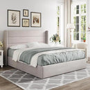 Allewie Full Size Lift Up Storage Bed, Modern Wingback Headboard, Hydraulic Support, No Box Spring Needed, Light Beige by CozyNest Decor