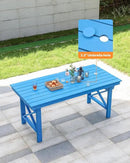 HDPE Outdoor Dining Table, 66.9” Rectangle Patio Dining Table for 6, All-Weather HDPE Outdoor Table with 2.2” Umbrella Hole, HDPE Patio Furniture for Deck, Backyard, Garden, Pool, Sky Blue by CozyNest Decor