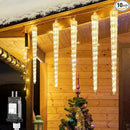 Christmas Icicle Lights Outdoor, 10ft Meteor Shower Lights with 10 Large Tube 240 LED Dropping Lights Effect, Falling Crystal Christmas Decorations for House Eave Roofline, Warm White by GreenHaven Gardens