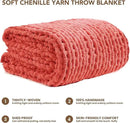 L'AGRATY Chunky Knit Blanket Throw: 60''x80'' Chenille Chunky Knitted Throw Blankets for Twin Bed Couch - Handmade Thick Cable Knit Blanket - Large Crochet Rope Blankets for Home Decor(Coral Pink) by CozyNest Decor
