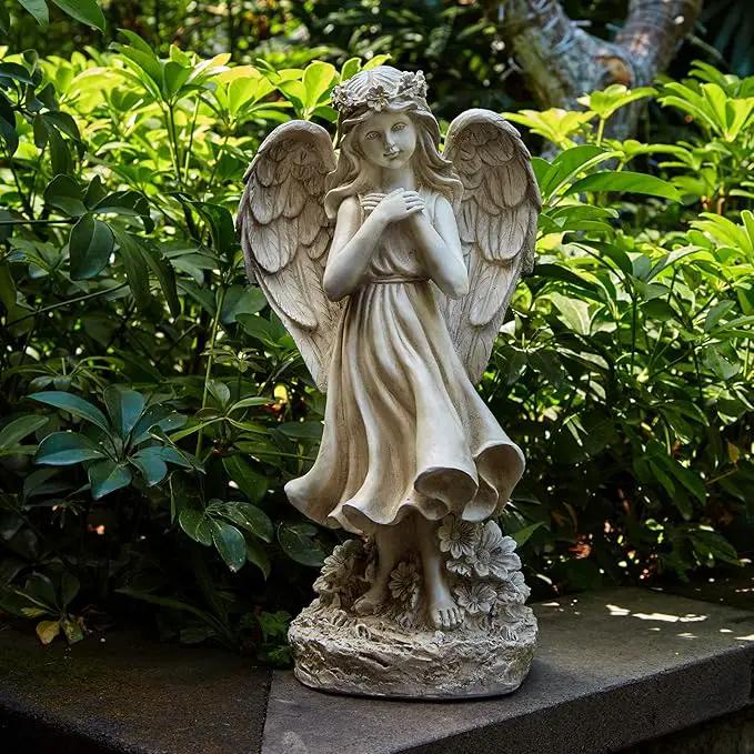 Garden Angel Figurines, Light Up Praying Angel Statues Outdoor Statue with Solar LED Lights for Patio, Lawn, Cemetary Grave Decoration, Sympathy Gift, 16.9" H, photo 7 of 9