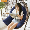 Egg Chair Cushion Replacement, Waterproof Outdoor Hanging Egg Swing Chair Cushions Pads, U-Shaped Thickened Cushions for Hanging Eggs Chair with Ties, 47x33x7 Inches (Blue) by GreenHaven Gardens