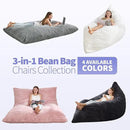 Hobestluk 3 in 1 Bean Bag Chair Giant Bean Bag Chairs Convertible Bean Bag Floor Cushion with Machine Washable Cover, Beanbag Chairs for Adult (Turquoise Grey) by CozyNest Decor