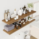 55" Floating Shelves for Wall, 12" Deep Slim Walnut Floating Shelves, Wall-Mounted Shelves for Bedroom, Living Room, Kitchen, Bathroom - Set of 2 by CozyNest Decor