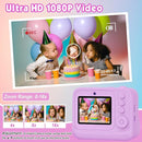 Kids Camera, Upgrade Kids Camera Instant Print, Front Rear Dual Selfie Digital CAM with 1080P Videos, Portable Travel Toy with Games and Music, Christmas Birthday Gift for Boys, Girls and Teens by TinyTreasures Baby Boutique