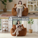 Giant Plush Bean Bag Chair for Adults with Armrests - Oversized Comfy Orange Beanbag Lounge Lazy Floor Sofa Accent Chair for Living Room, Bedroom & Dorm, Cozy Fluffy Single Cloud Mini Couch by CozyNest Decor