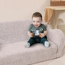 Kids Extra Wide Chairs for Toddler, 2-in-1 Toddler Soft Sherpa Couch Fold Out, Convertible Sofa to Lounger for Girls and Boys, Grey by CozyNest Decor