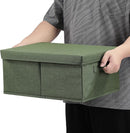 HOONEX Storage Bins with Lids for Organizing, Pack of 2, Storage Boxes with 2 Carrying Handles and Sturdy Heavy Cardboard, 16.5" L x 11.8" W x 7.5" H for Shoes, Books, Clothes, Olive by TinyTreasures Baby Boutique