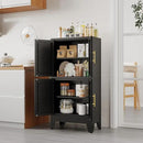 47.25" Metal Storage Cabinet, Black Kitchen Food Storage with 4 Door and 2 Adjustable Shelves, Freestanding Bathroom Cabinet, Pantry for Kitchen Dinning Room, Cupboard by CozyNest Decor