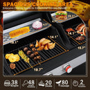 3-Burner Gas and Charcoal Combo Grill with Griddle Plate, 37,230 BTU, Stainless Steel & Enameled Grates, Side Burner + Storage Cabinet for Backyard, Tailgating, Teppanyaki by GreenHaven Gardens