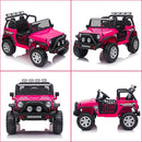24V 4WD Ride on Truck Car w/800W Motors, Gift Flower, Remote Control, 2 Seaters, Light Bar, 3 Speeds, Pop Music, Power Four Wheels, 24 Volt Ride on Toy Car for Big Kids, Rose Red by TinyTreasures Baby Boutique
