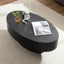 Oval Coffee Table for Living Room, Modern Fluted Coffee Tables with Pedestal Base, Handcrafted Centre Tea Tables Easy Assembly-43.7" Black by CozyNest Decor