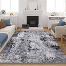 9x12 Rug Washable Boho Rug Soft Large Area Rug Non-Slip Non-Shedding Faux Wool Vintage Rug for Living Room, Farmhouse, Dining Room, Indoor, Kids Playroom, Grey and Black by TinyTreasures Baby Boutique