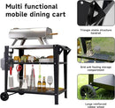 Stainless Steel Outdoor Grill Cart with Wheels, Heavy-Duty 3-Tier BBQ Prep Table for Pizza Oven, Griddle, Patio – Rustproof Commercial Kitchen Cart with Tool Hooks by CozyNest Decor