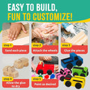 DIY Wood Building Kits, STEM Woodworking Kit for Kids, Creative Fun Craft Projects, Great Gift for Boys & Girls (Wooden Cars, 1-Pack) by TinyTreasures Baby Boutique