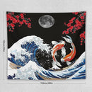 Houselerax Japanese Koi Fish Tapestry, Yin Yang Big Wave Red Cherry Blossom Tapestries Wall Hanging for Bedroom Living Room Office Decor 60"x50" by CozyNest Decor