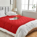 CozeCube Knit Throw Blanket,Christmas Red Checkered Bedroom Blanket for Couch,Soft Cozy Warm Knitted Blanket for Bed Sofa Living Room,Decorative Spring Fall Throw Blanket 60"X80",Christmas Red by CozyNest Decor