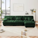 Modular Sectional Sofa, Comfy Cloud Couch 3 Seater Couch with Ottoman, Sectional Couches for Living Room, Modern Chenille L Shaped Couches, Sleeper Deep Seat Sofa with Throw Pillows, Green by CozyNest Decor