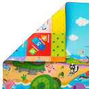 Baby Care Play Mat (Medium, Playful - Pinko & Friend) 73’’ x 49’’ Original One-Piece Reversible Rollable Waterproof Play Mat for Infants, Babies, Toddler, and Kids by TinyTreasures Baby Boutique