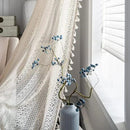 Sutuo Home Boho Sheer Curtain 108 Inches Long, Crochet Lace with Bohemian Hollow Knitted Handmade Tassels,Vintage Farmhouse Window Treatment for Bedroom, Rod Pocket, 1 Panel 59" W x 108" L, Beige by CozyNest Decor