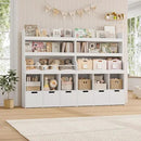 HITHOS 55.3" H Kids Bookshelf with Toy Storage Organizer, Tall Book Shelf with 3 Movable Toy Storage Bins, Large Kids Bookcase with Toy Chest, 39.2" W Modern Toy Box for Kid Room, Playroom, White by CozyNest Decor