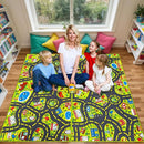 Kids Car Rug Play Mat (2.6x5 Feet) x2pcs, City Road Track Rug for Kids Race Car Track Carpet & Educational by TinyTreasures Baby Boutique