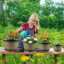 4 Pack 16 Inch Planter,Large Plastic Flower Pots Outdoor Indoor with Drainage Holes & Trays, Retro Antique Imitation Decorative Garden Plant Pots Outdoor for Houseplants by CozyNest Decor
