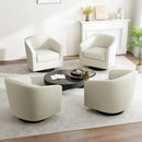 Swivel Barrel Accent Chair, Modern Round Linen Arm Chair for Living Room, Bedroom, Comfy Club Reading Chairs for Adults（Linen Fabric, Beige, Set of 4 by CozyNest Decor