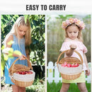 Happypicnic 12" Picnic Basket - Small Wicker Basket with Foldable Handle Lid & Removable Liner | Cute Picnic Basket Toy Empty for Kids, Gift, Halloween, Christmas, Valentines, Easter, Birthday, Flower by GreenHaven Gardens