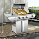 R.W.FLAME 3-Burner Propane Gas Grill With Sider Burner,304 Stainless Steel Propane Grill 34,000BTU,Multifunction & Protable Outdoor Barbecue Grill with Casters for Camping & Parties by GreenHaven Gardens