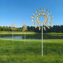 Unique and Magical Metal Windmill, 2Pcs Wind Spinners, 3D Wind Powered Kinetic Sculpture, Stainless Steel Wind Spinners, Wind Mill for Yard and Garden (2PCS-Golden) by CozyNest Decor