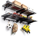 Garage Wall Shelving with Hooks,2-Pack 1.64 x 6ft Garage Wall Shelf,Loads 1050 lbs Heavy Duty Wall Shelves,20” x 72” Garage Shelves Wall Mounted,Black by GreenHaven Gardens