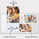 Vienrose Linen 3-Ring Photo Album Holds 190 Photos, 160 4x6 Photos and 30 6x8 Pictures, Picture Album with Multiple Size Pockets, Memory Book for Family Wedding Anniversary Baby, Grey by TinyTreasures Baby Boutique