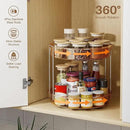 LAMU 2 Pack 2 Tier Lazy Susan Turntable Organizer 12'' Rotating Spice Rack Organization for Cabinet, Kitchen, Pantry, Countertop, Bathroom, Vanity, Medicine Cabinet Organizer, Amber by CozyNest Decor