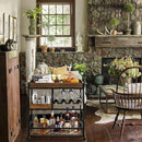 Bar Cart Industrial Kitchen Serving Carts for Home 3 Tier Storage Trolley with Wine Rack Glasses Holder Two Portable Trays Universal Casters with Brakes Rustic Rolling Cart Alcoholic Beverage by CozyNest Decor
