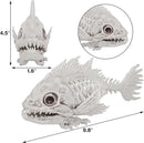 DR.DUDU 3 Pack Skeleton Fish Halloween Decor, Animals Skeleton Decorations Plastic Skull Fish Bones Figure Decor for Outdoor Indoor Bedroom Tank Party Props