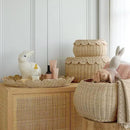BEBE BASK Large Scalloped Basket Set Of 3 - Hand-Woven & Award-Winning Scallop Basket - XL - Extra Large for Blankets 22 x 16 x 10 In - Elegant Wicker With Scalloped Edge Lid (Natural) by GreenHaven Gardens