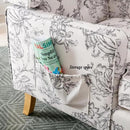 DUOMAY Tufted Accent Chair, Modern Linen Upholstered Wingback Side Arm Chair for Living Room Bedroom with Wood Legs, Comfy Reading Guest Chair for Office, Beige Flower Pattern by CozyNest Decor