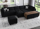 Belffin Modular Sectional Sofa with Storage Seat Oversized U Shaped Couch with Reversible Chaise Sofa Set with Ottoman Velvet Black by CozyNest Decor