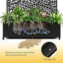 Raised Garden Bed with Trellis and Wheels,73"x47"x16" Metal Raised Garden Bed,Black Flowing Leaf Metal Planter with Climbing Trellis for Vines & Vegetables by GreenHaven Gardens