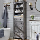 Bathroom Storage Cabinet, 72" Tall Farmhouse Storage Cabinet with 2 Drawers, Adjustable Shelves & Barn Door, Cabinet for Bathroom, Living Room, Kitchen, Grey Wash by CozyNest Decor