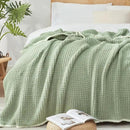 Snuggle Sac Ultra Soft Waffle Throw Blanket for Couch Bed Sofa 50x60 inches, Reversible Sage Green Blanket Microfiber Fluffy Fuzzy Cozy Knit Throws for Women Mothers Birthday Gifts by CozyNest Decor