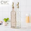 COOK WITH COLOR Glass Olive Oil Bottle Dispenser - 2 Pack- 17oz Oil and Vinegar Cruet - Olive Oil Carafe Decanter for Kitchen by CozyNest Decor