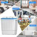 Portable Mini Twin Tub 18lbs Washing Machine With Drying Rack& 10 Hangers, 11lbs Washer & 7lbs Spinner, Small Laundry Washer with Time Control for Camping, Apartments, RV (18lbsBlue) by CozyNest Decor