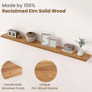 Floating Shelves for Wall Decor, 8" Deep Rustic Solid Elm Wood Floating Shelves Wall Mounted, Wall Shelves with Invisible Bracket for Living Room Bathroom Bedroom Kitchen, 72 Inch Set of 1, Natural by CozyNest Decor