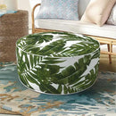 Inflatable Ottoman Stool D21 xH9 for Outdoor/Indoor Use, Water Repellent Patio Foot Rest Stool with Portable Handle,Round Pouf Ottoman Suitable for Garden,Deck and Camping - Palm Green by CozyNest Decor